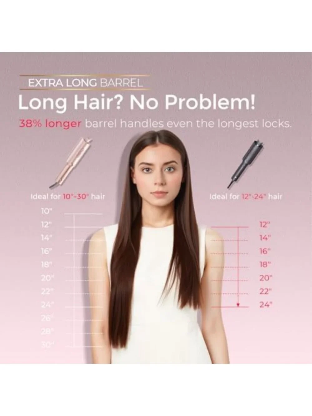 Automatic Rotating Curling Iron - Long Barrel Ceramic Curler for Women